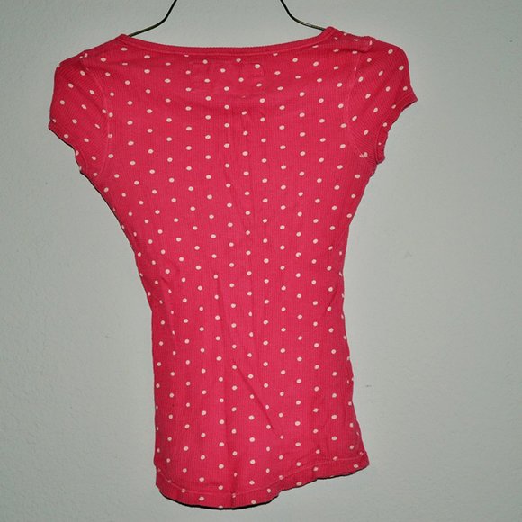 Aeropostale Pink and White Polka Dot Tee - Picture 3 of 4